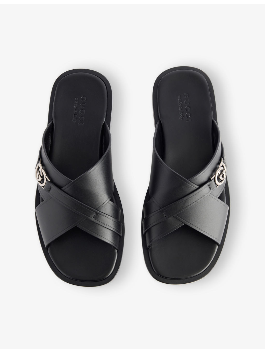 Interlocking G Leather Sliders - 2