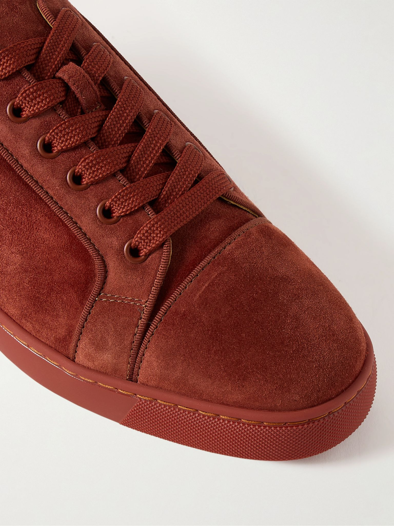 Louis Junior Grosgrain-Trimmed Suede Sneakers Red - 5