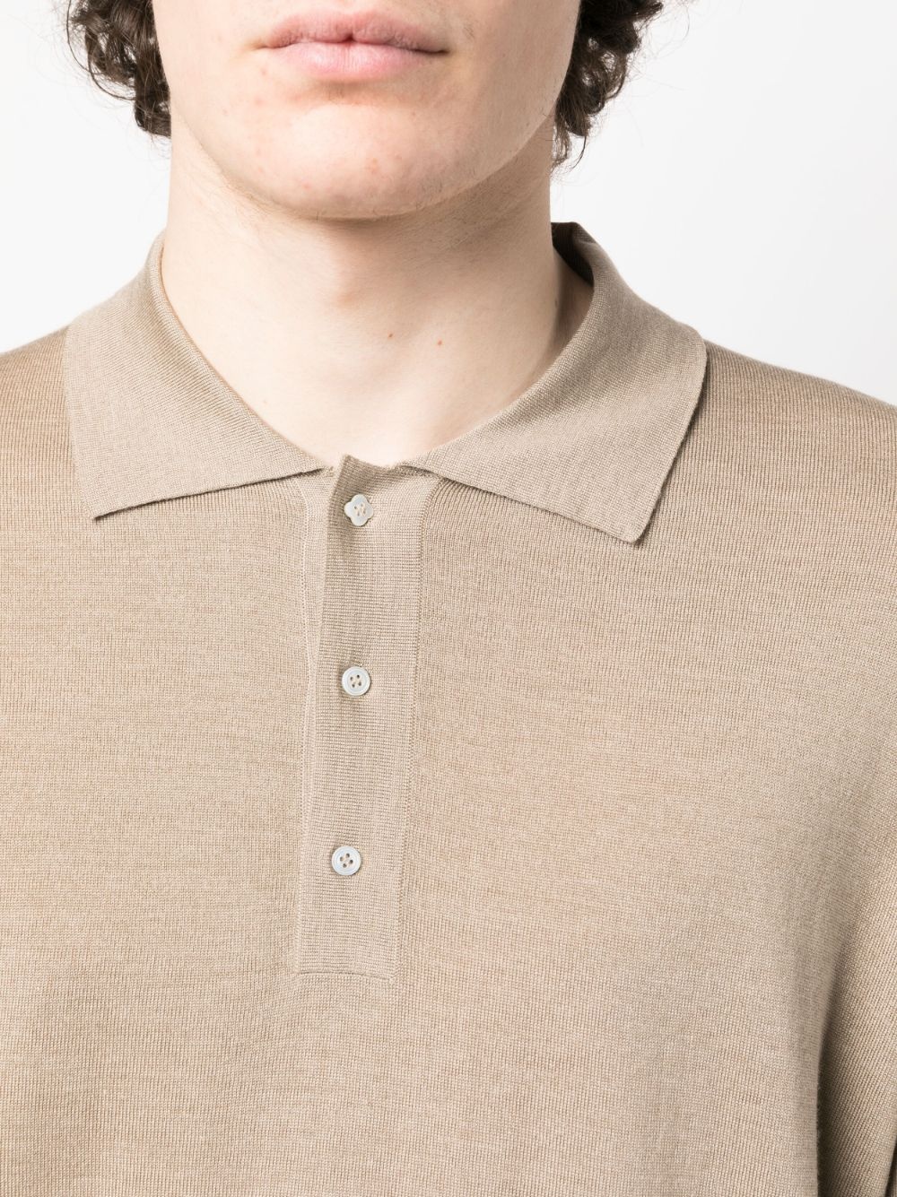 long-sleeve knitted polo shirt - 5