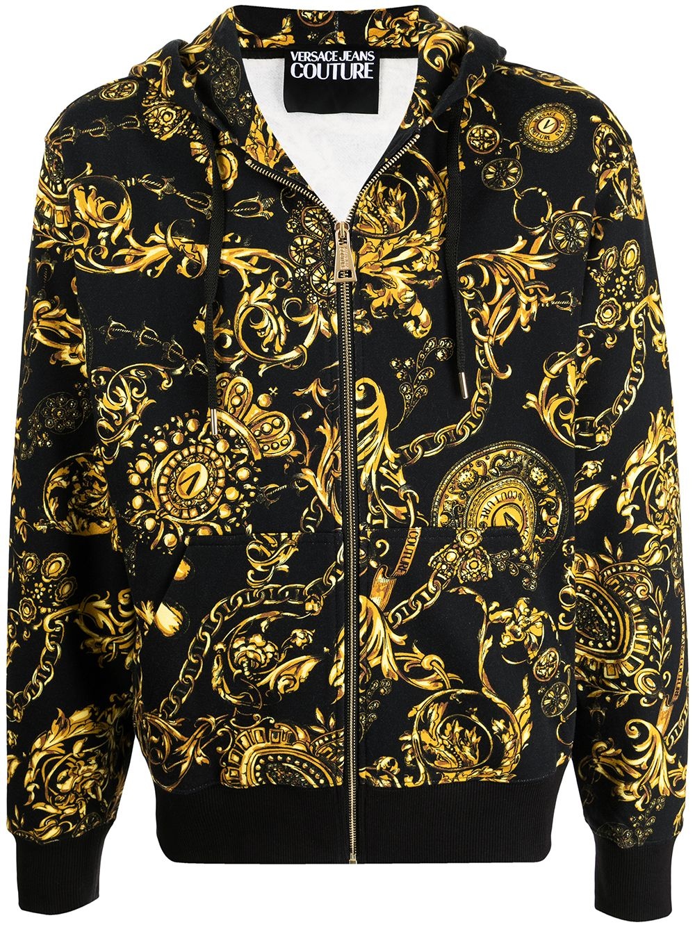 baroque-print zipped hoodie - 1