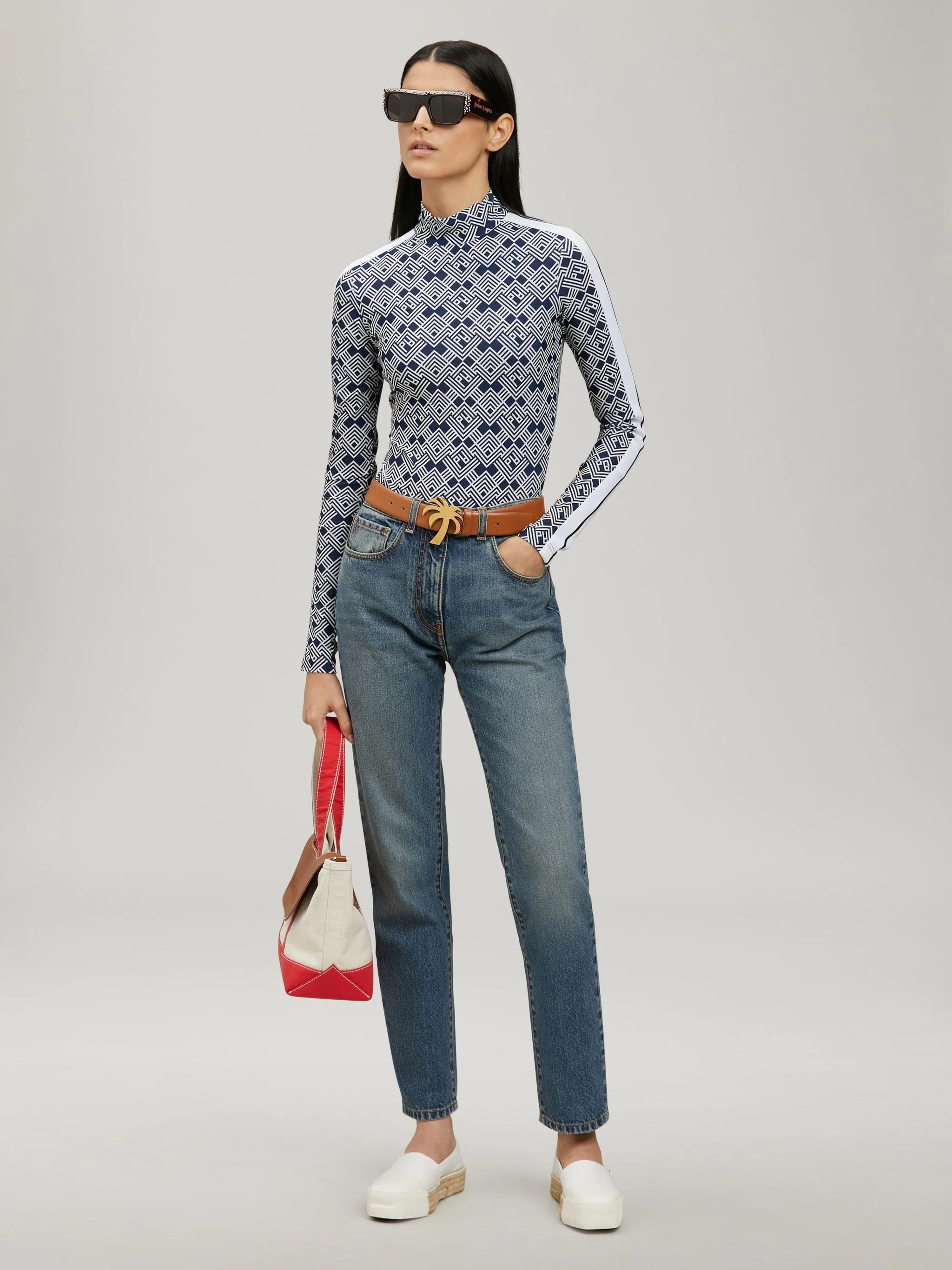INTARSIA DENIM PANTS - 2