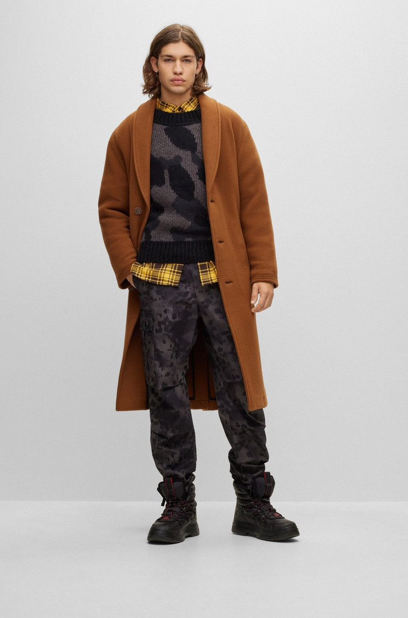 HUGO REGULAR-FIT CARGO TROUSERS IN DALMATIAN-PRINT COTTON outlook