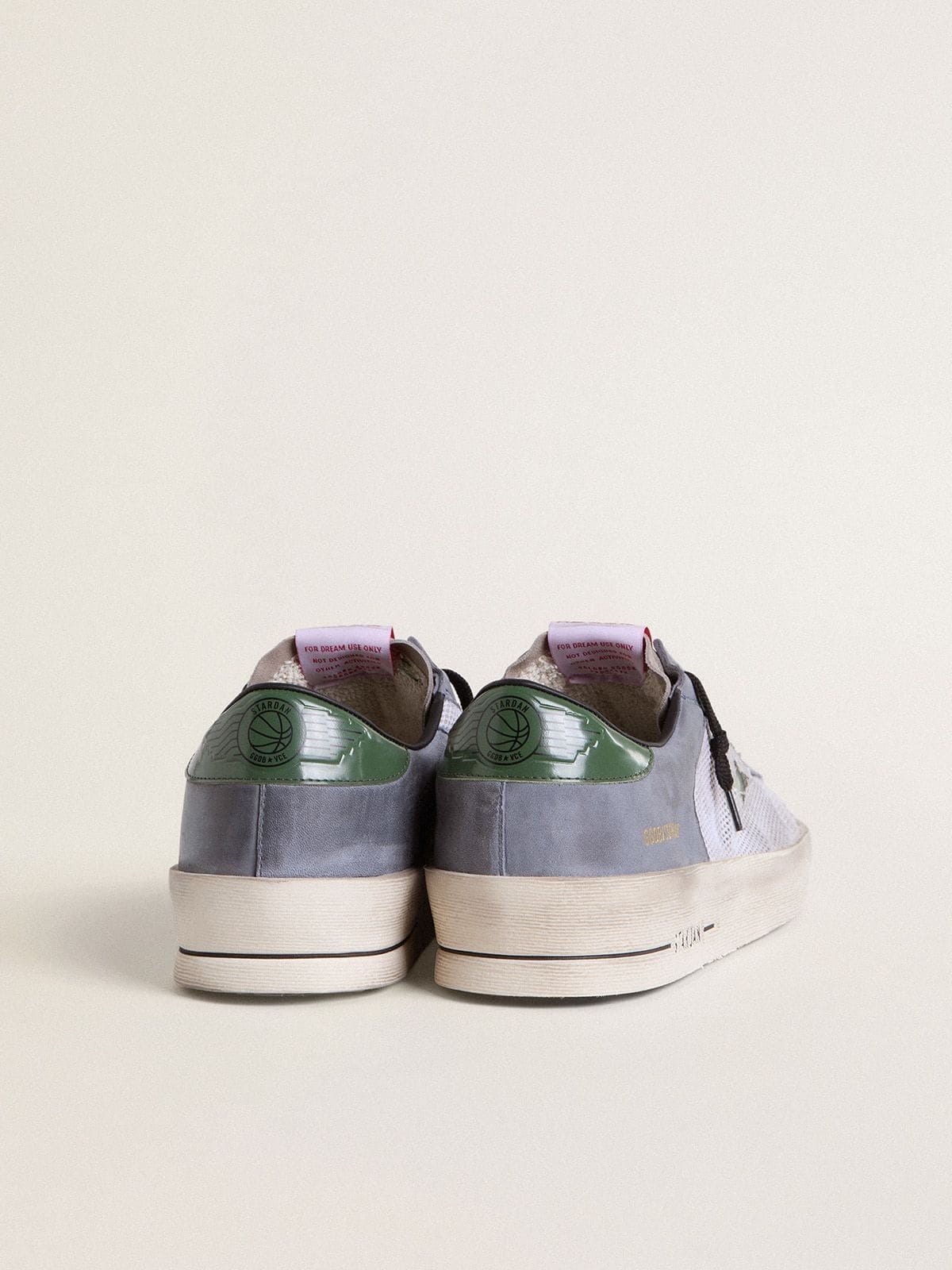 Stardan in powder-blue suede with green leather star and heel tab - 4