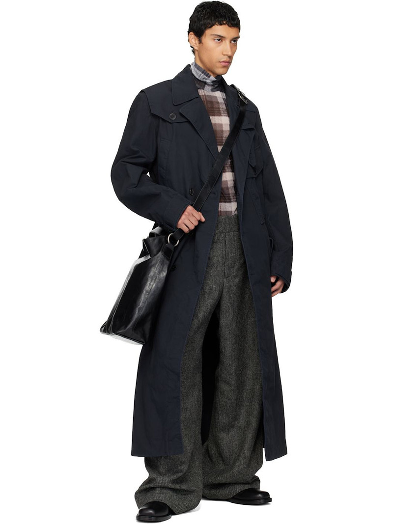 Dries Van Noten Navy Overdyed Trench Coat outlook