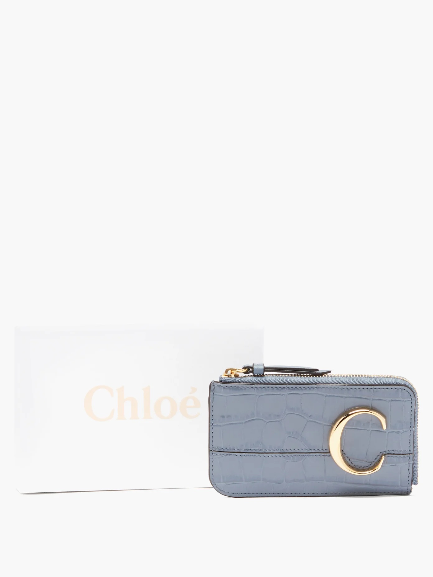 The C logo crocodile-effect leather cardholder - 5