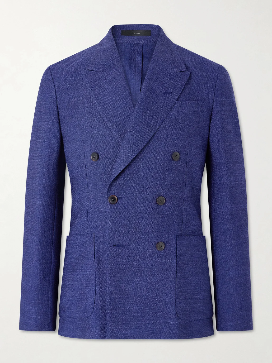 Wool, Linen and Silk-Blend Double-Breasted Blazer - 1