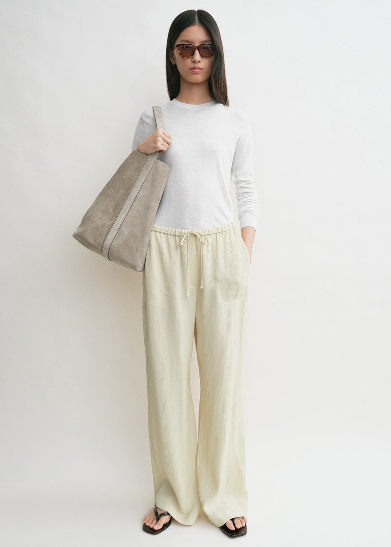 Totême Woven stripe drawstring trousers ecru outlook