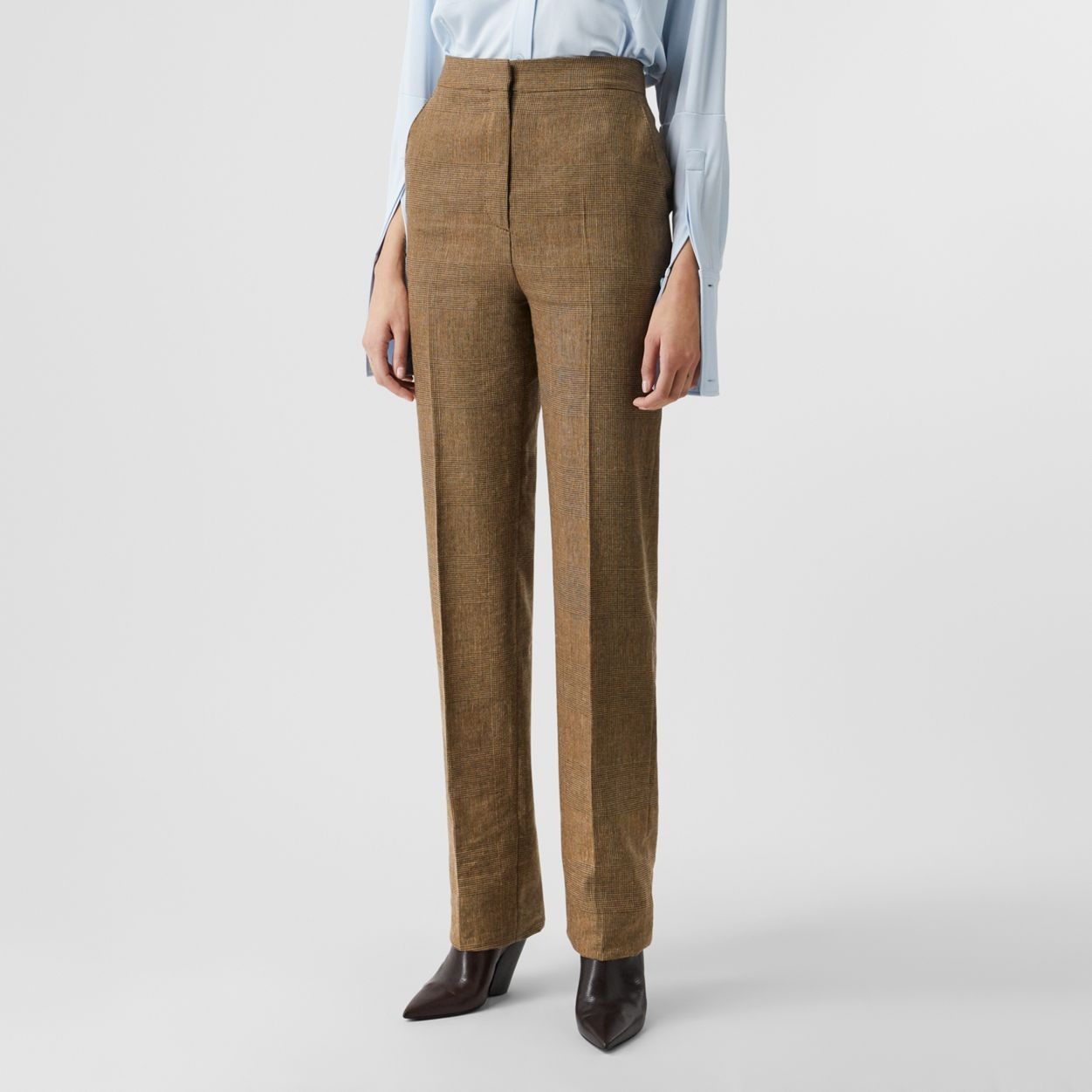 Prince of Wales Check Linen Wool Cashmere Trousers - 5