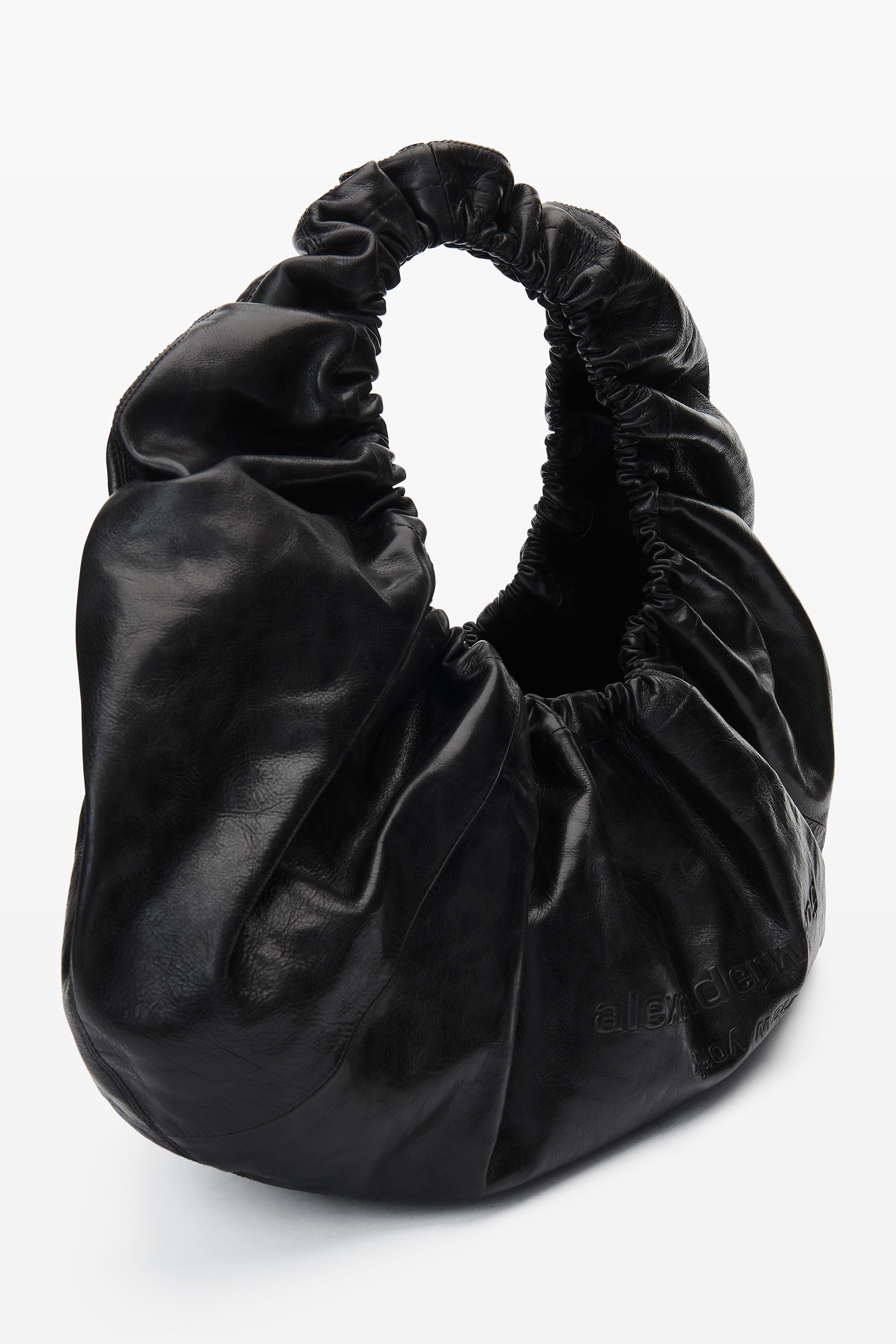 crescent large shoulder bag in crackle patent leather - 3