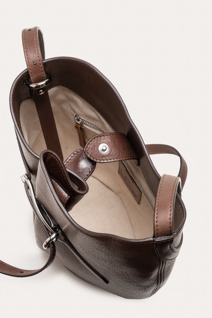 BELTED BUCKET BAG DARK BROWN - 5