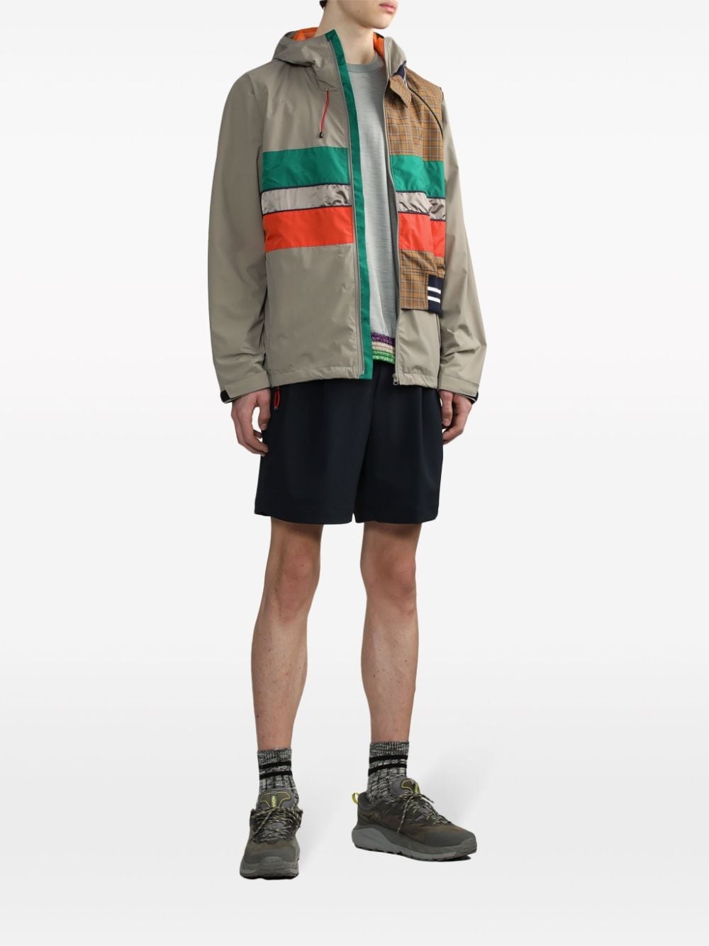 contrasting-panel hooded jacket - 2