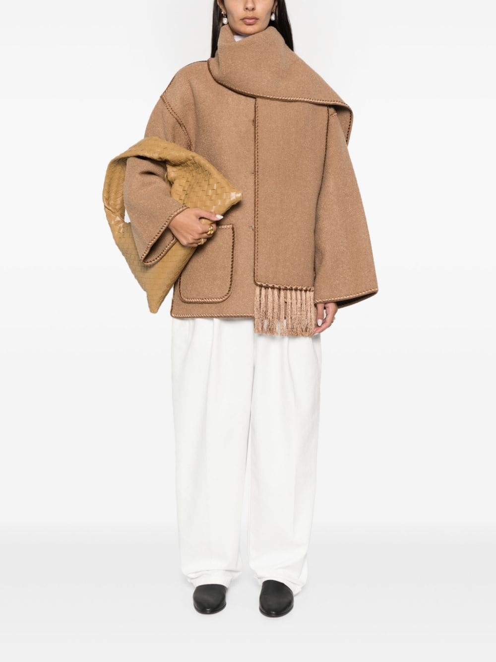 whipstitch-trim scarf jacket - 2