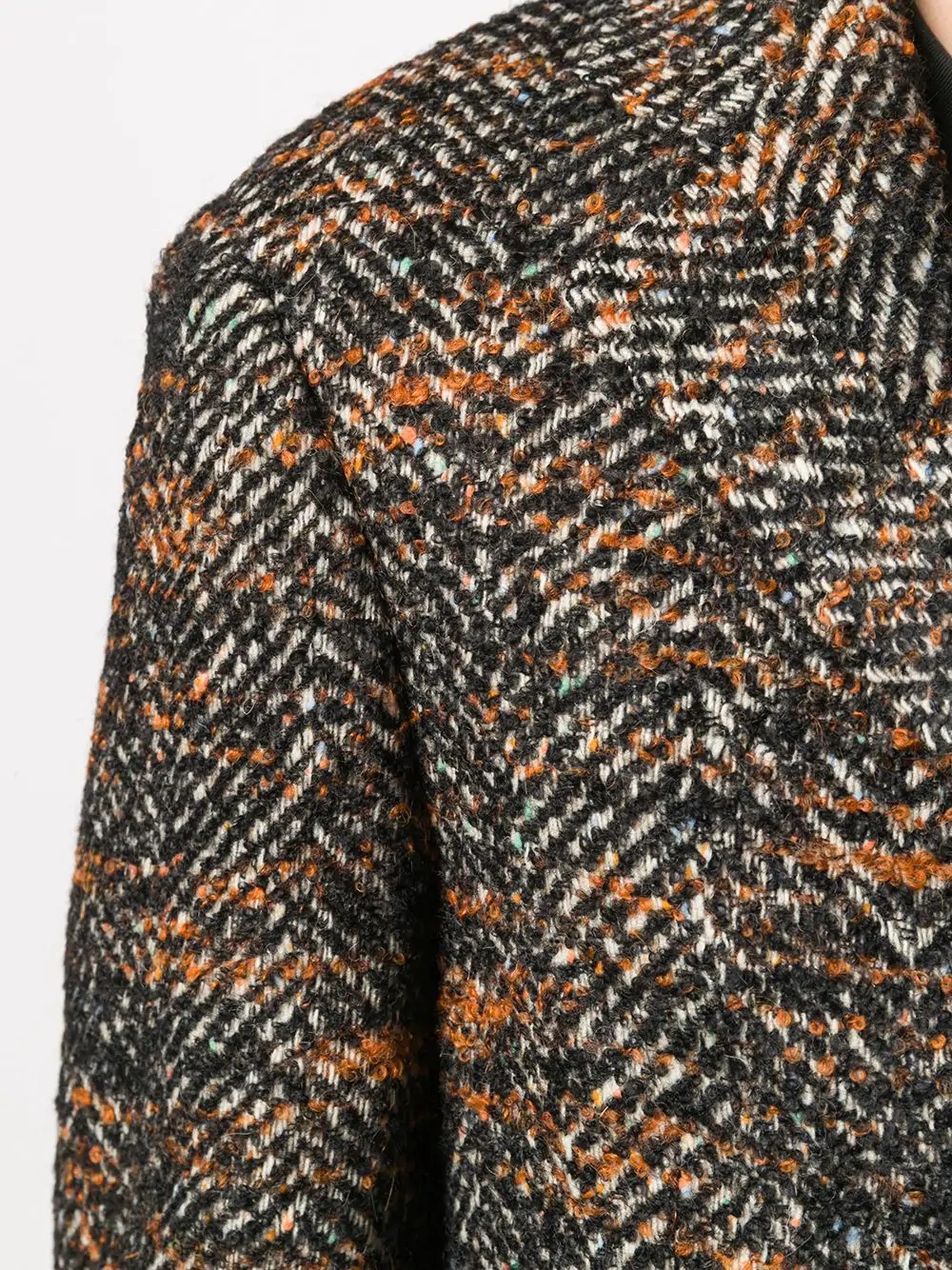 speckled single-breasted coat - 5