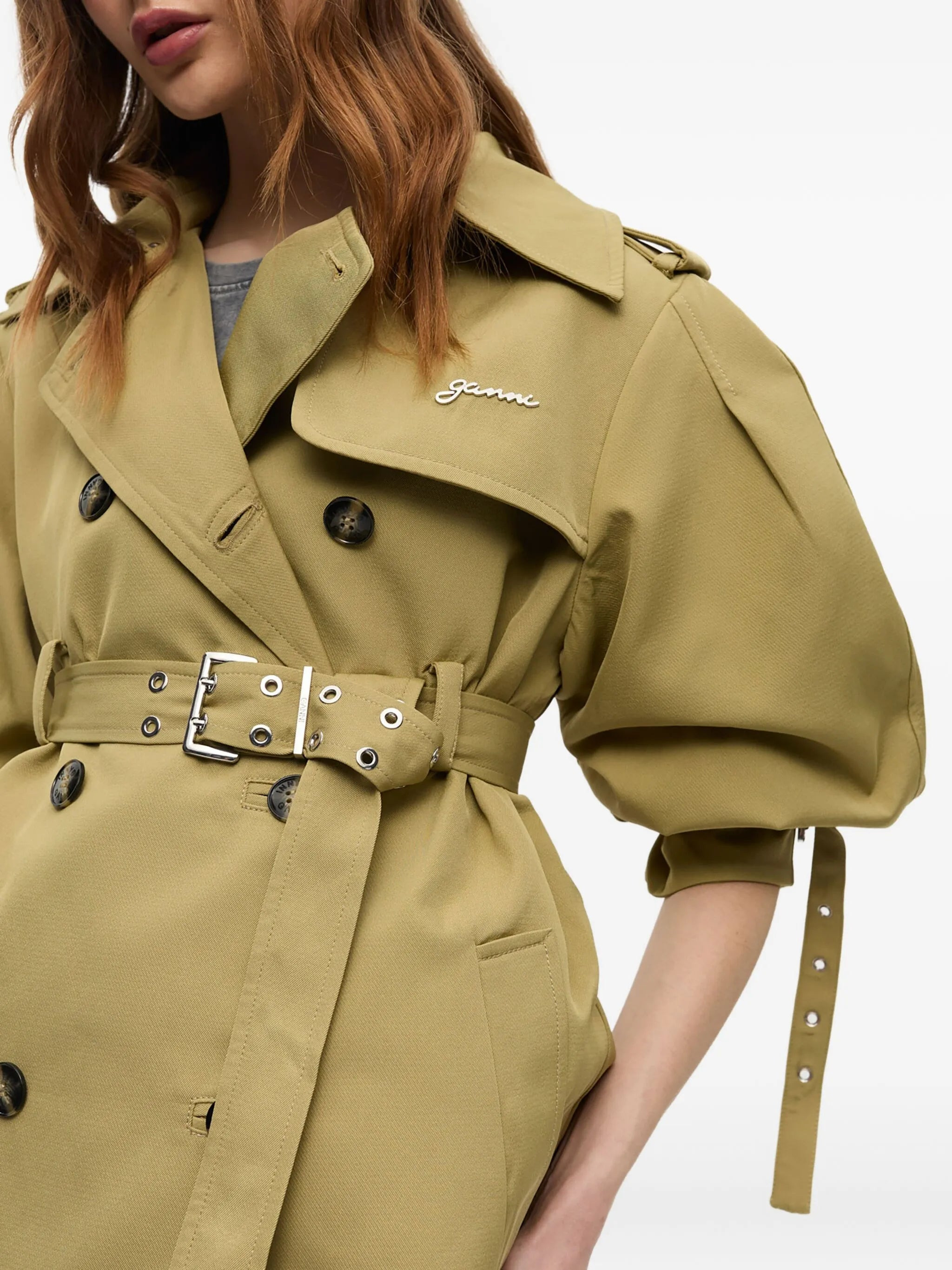 balloon-sleeve trench coat - 5