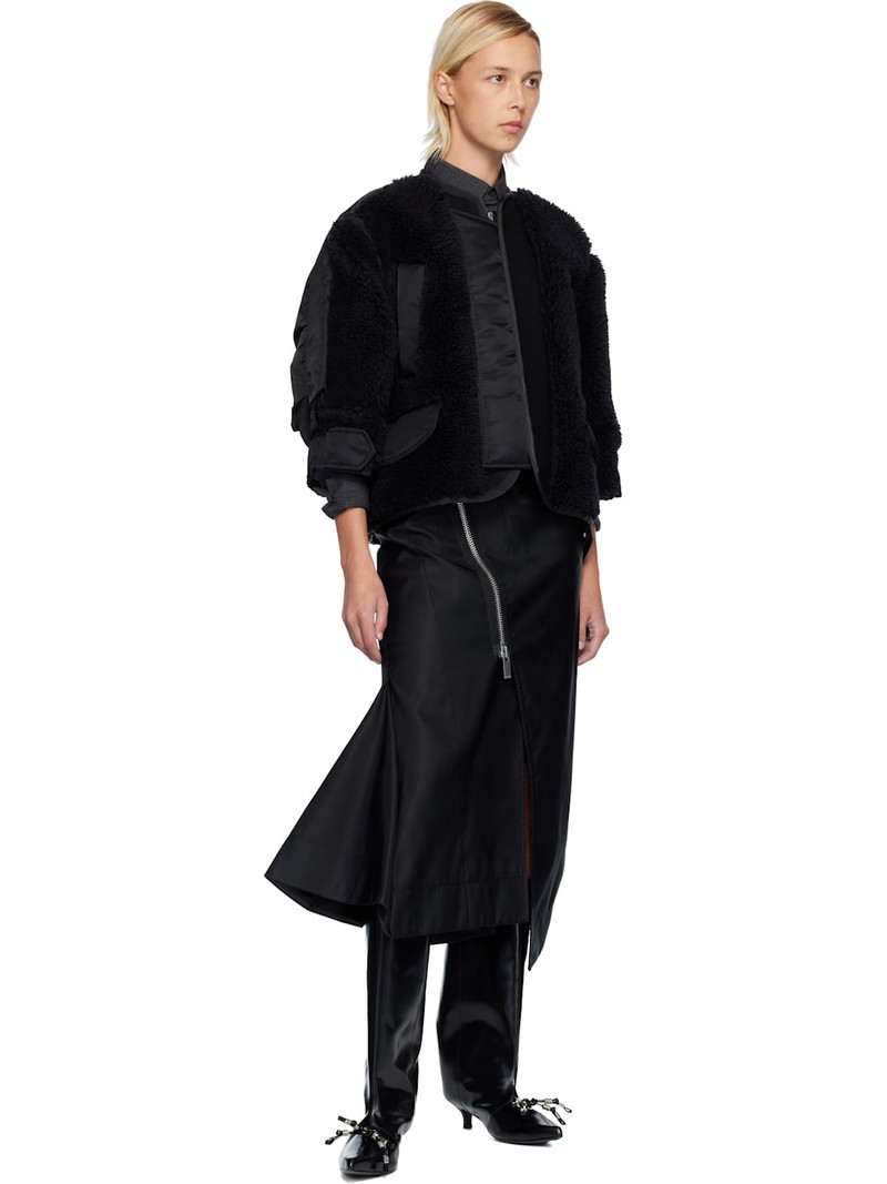 sacai Black Faux-Shearling & Nylon Twill Jacket outlook