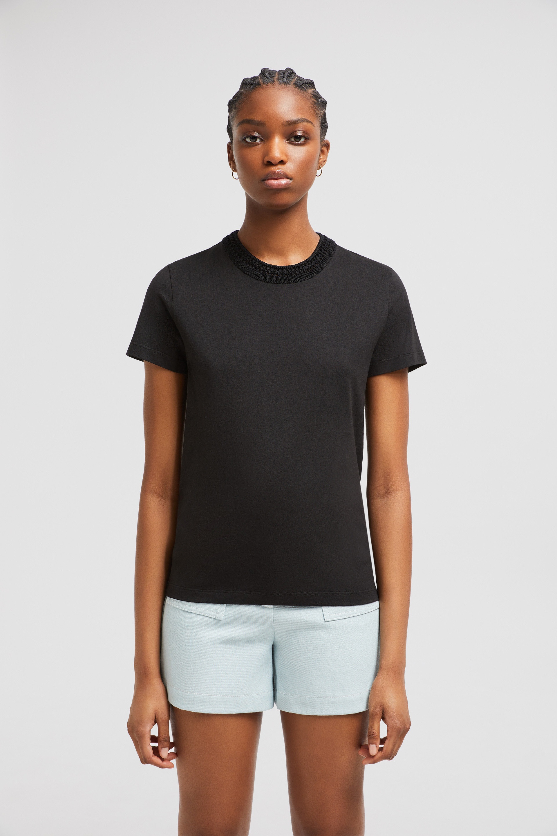 Crochet Accent Cotton T-Shirt - 3