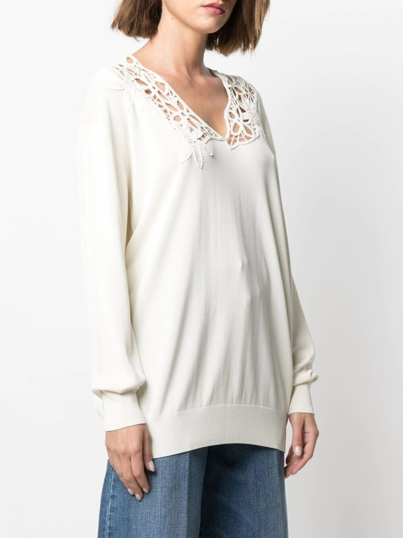 lace-detail V-neck jumper 3