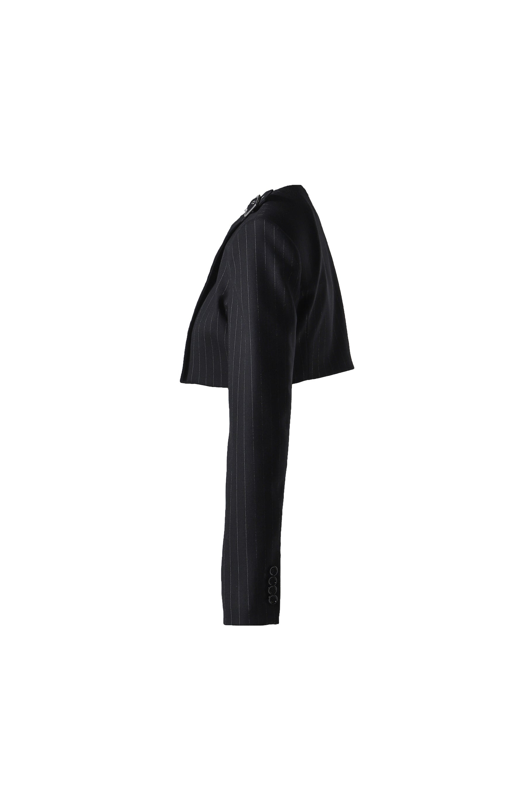 BUCKLE TAILORED PINSTRIPE TOP / BLK/WHT - 3