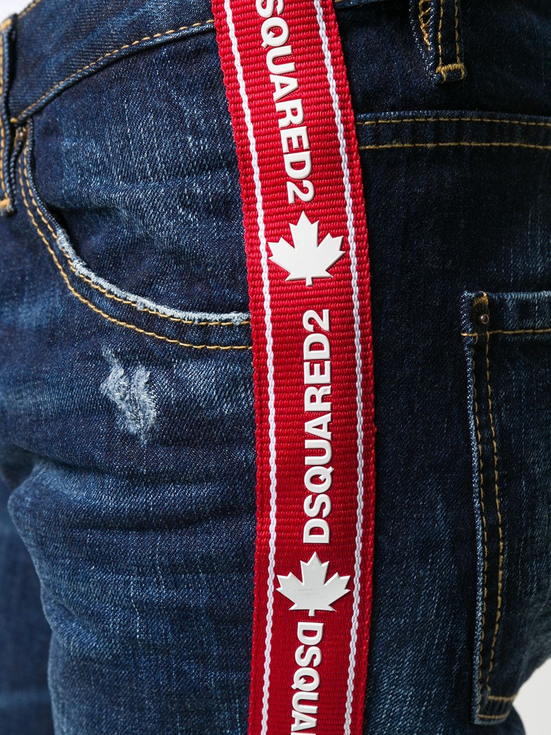 logo tape cropped jeans 5