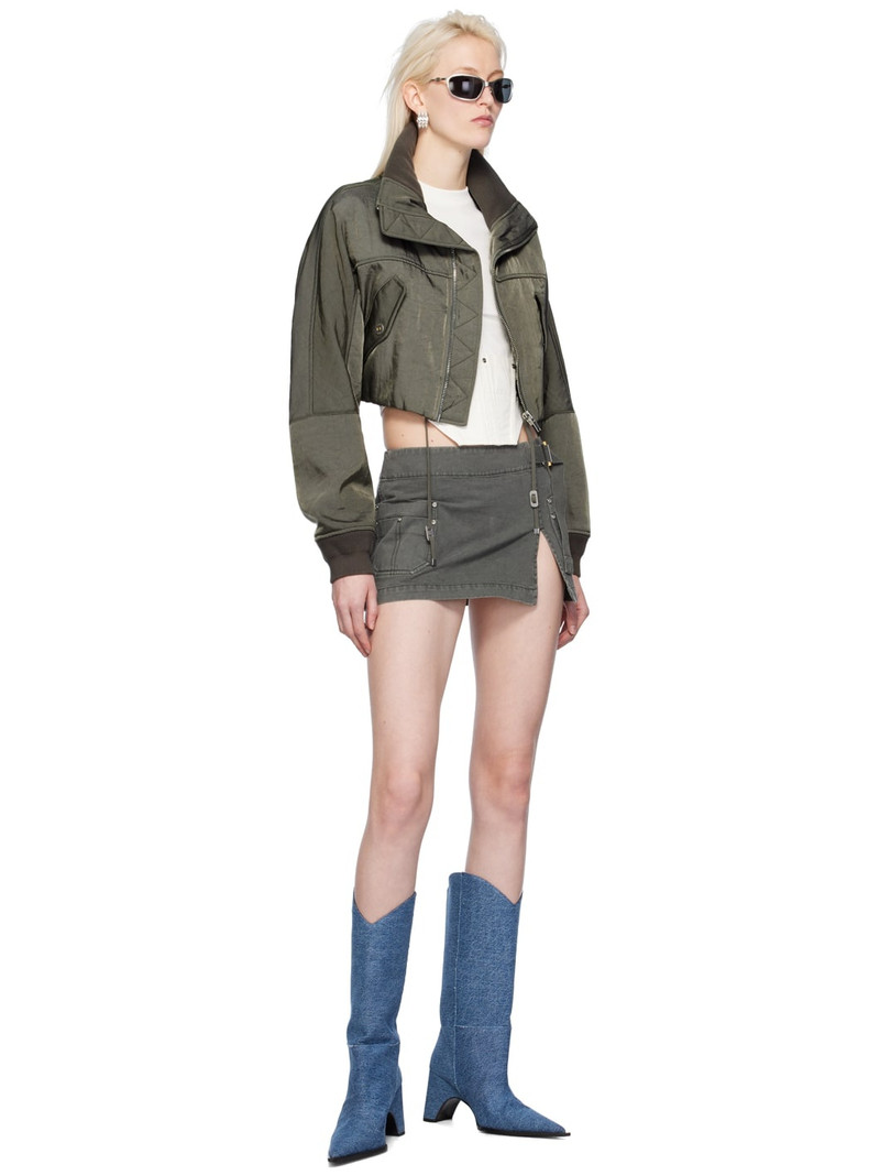 Dion Lee Gray Apron Wrap Denim Miniskirt outlook
