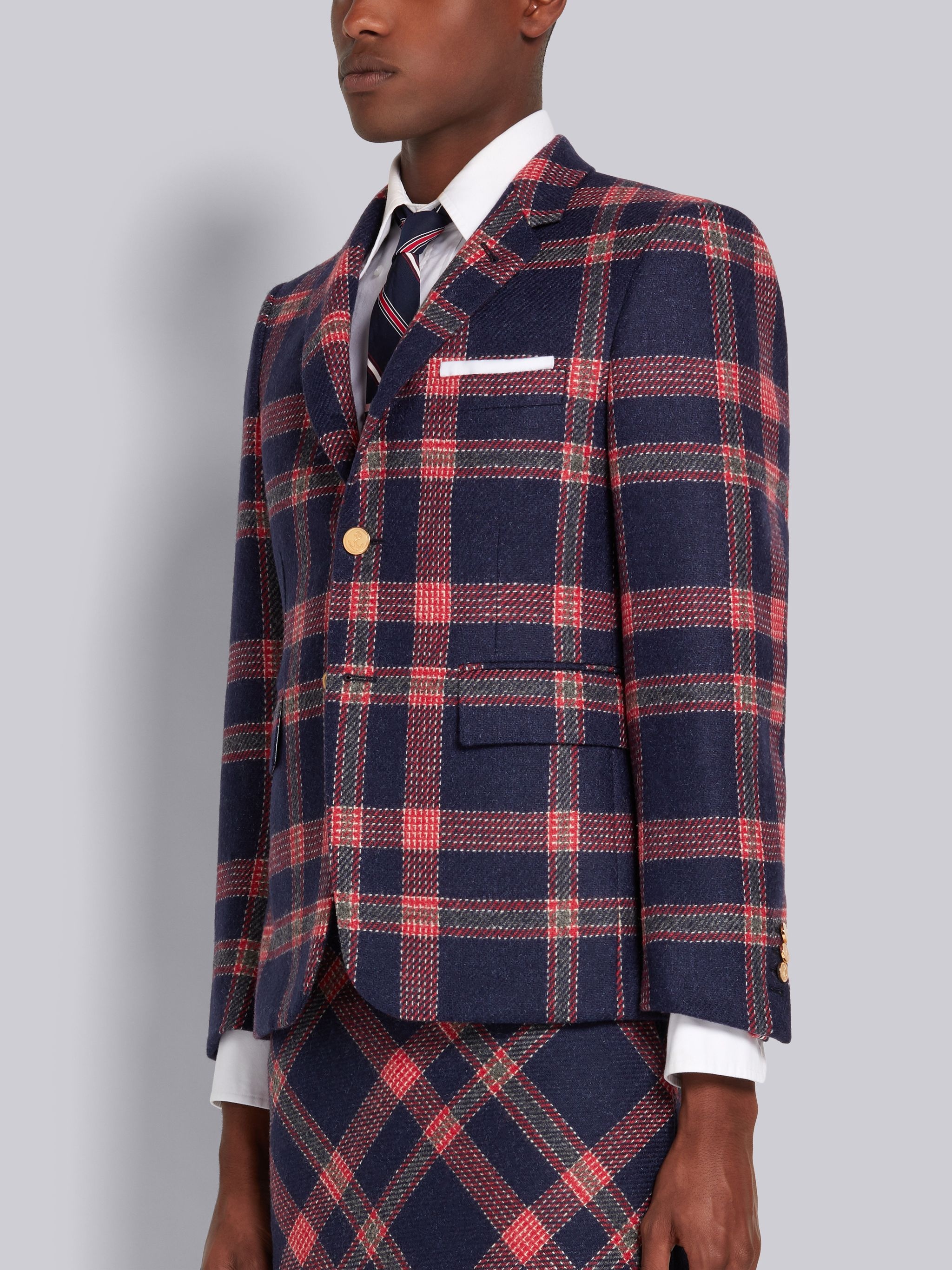 Multicolor Hairline Madras Check British Wool Classic Sport Coat - 2