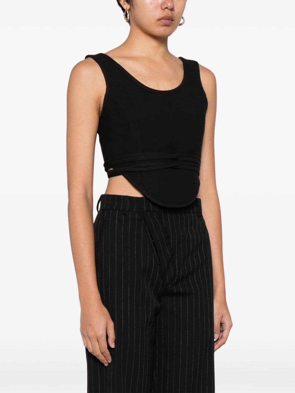 lace-up cropped top - 4