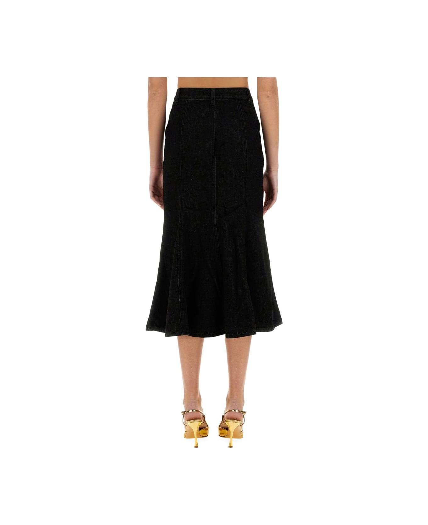 Denim Flared Midi Skirt - 3