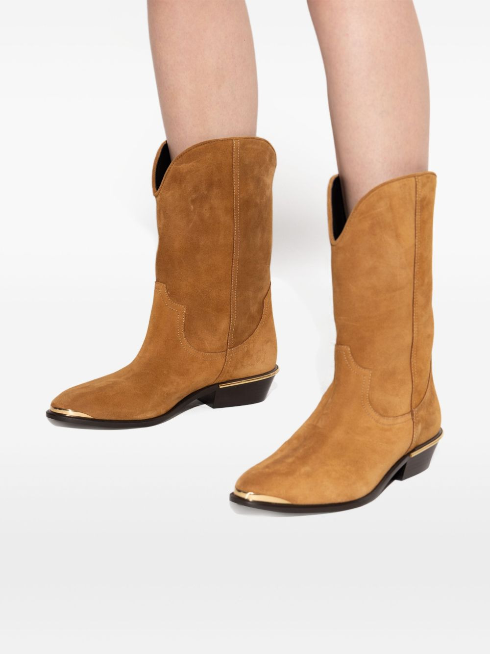 metallic-toe slip-on cowboy boots - 5