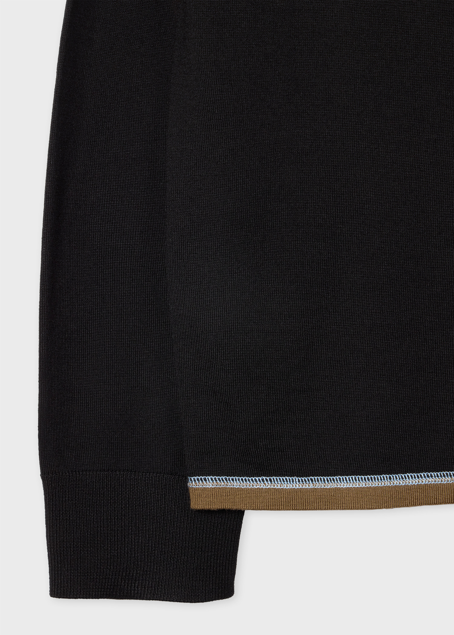 Black Zip Washable Merino-Wool Polo Shirt - 3
