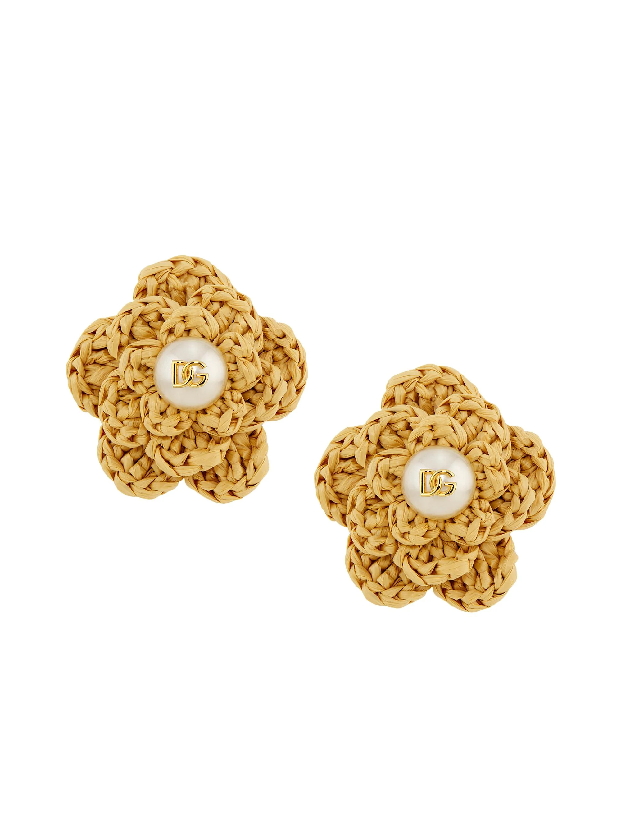 Women's Flower Goldtone, Raffia & Imitation Pearl Clip-On Earrings - Gold - 1