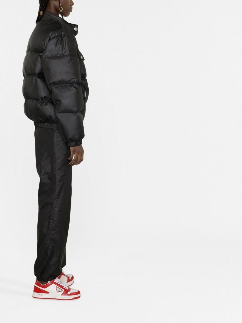 logo-embroidered puffer coat - 3