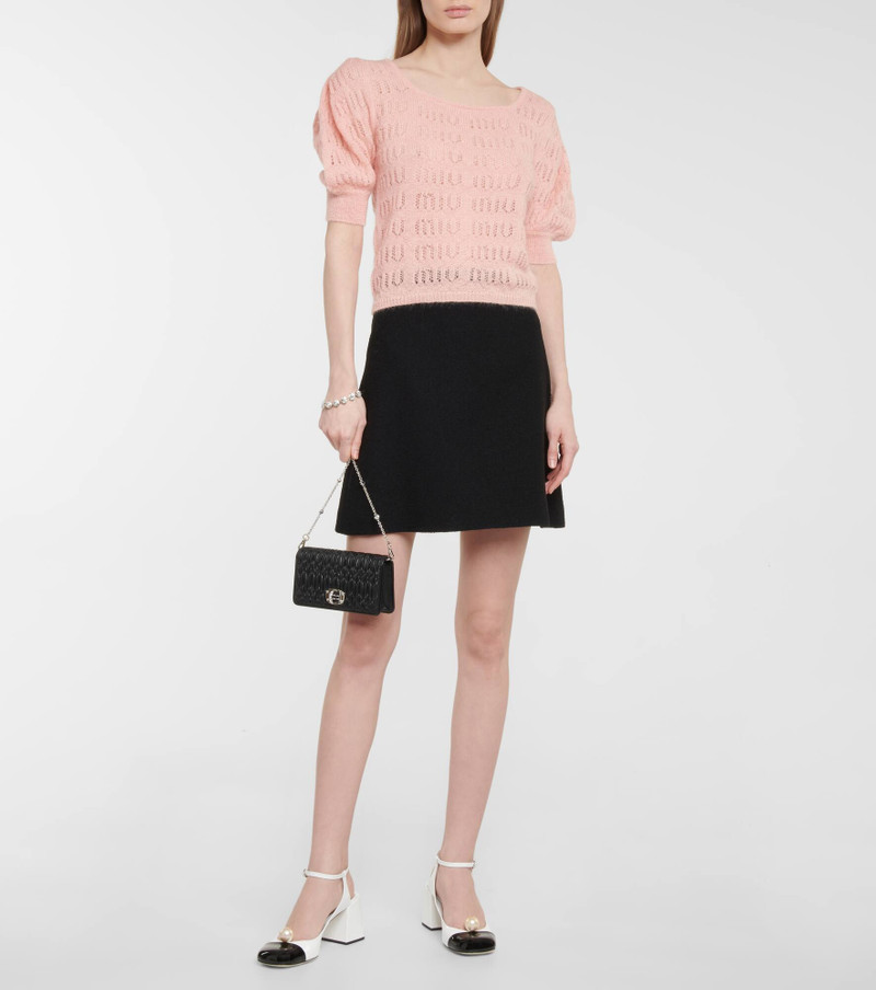 Miu Miu Pointelle knit mohair-blend top outlook