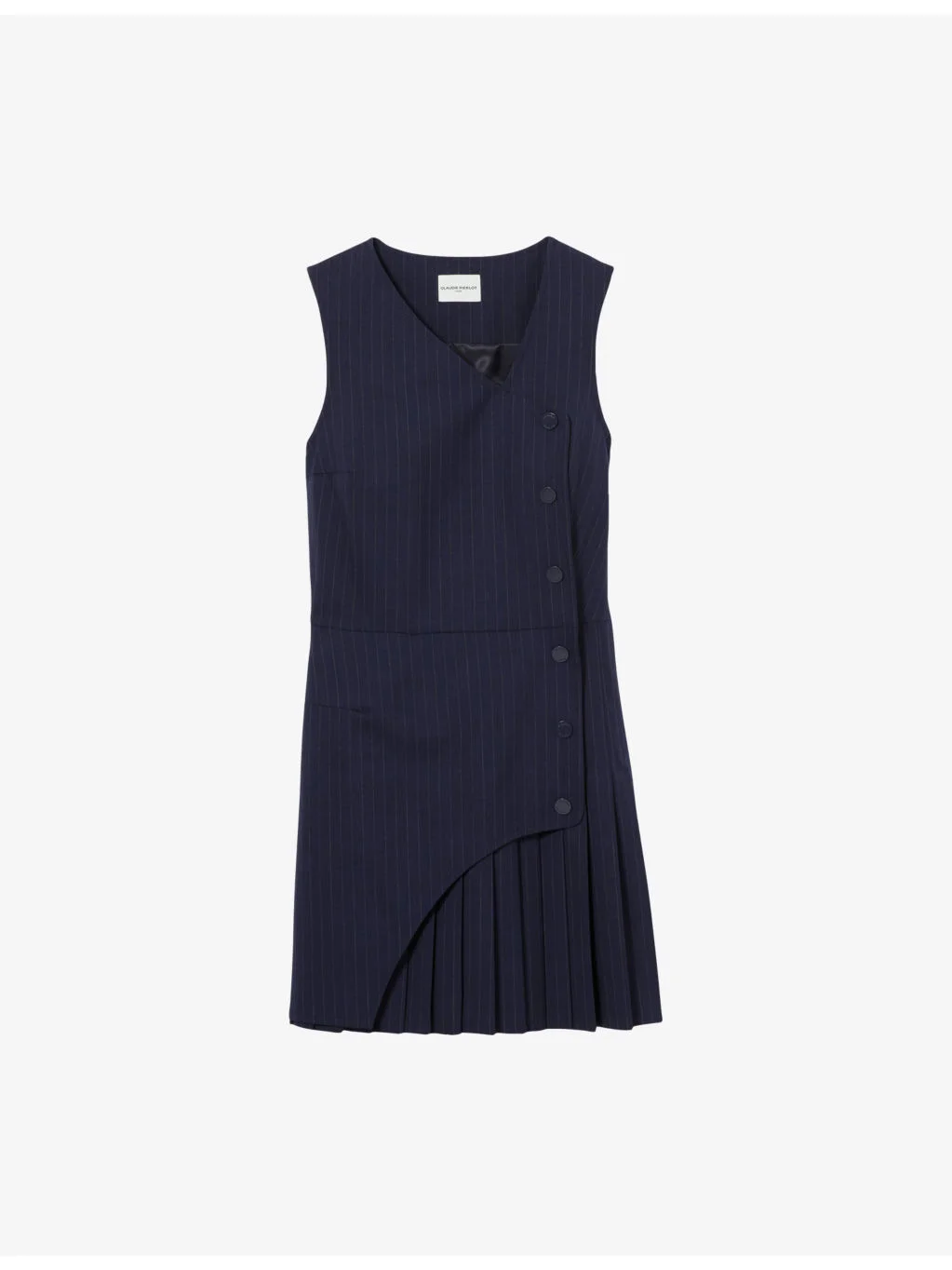 Sleeveless Pleated-Skirt Wool-Blend Mini Dress - 1
