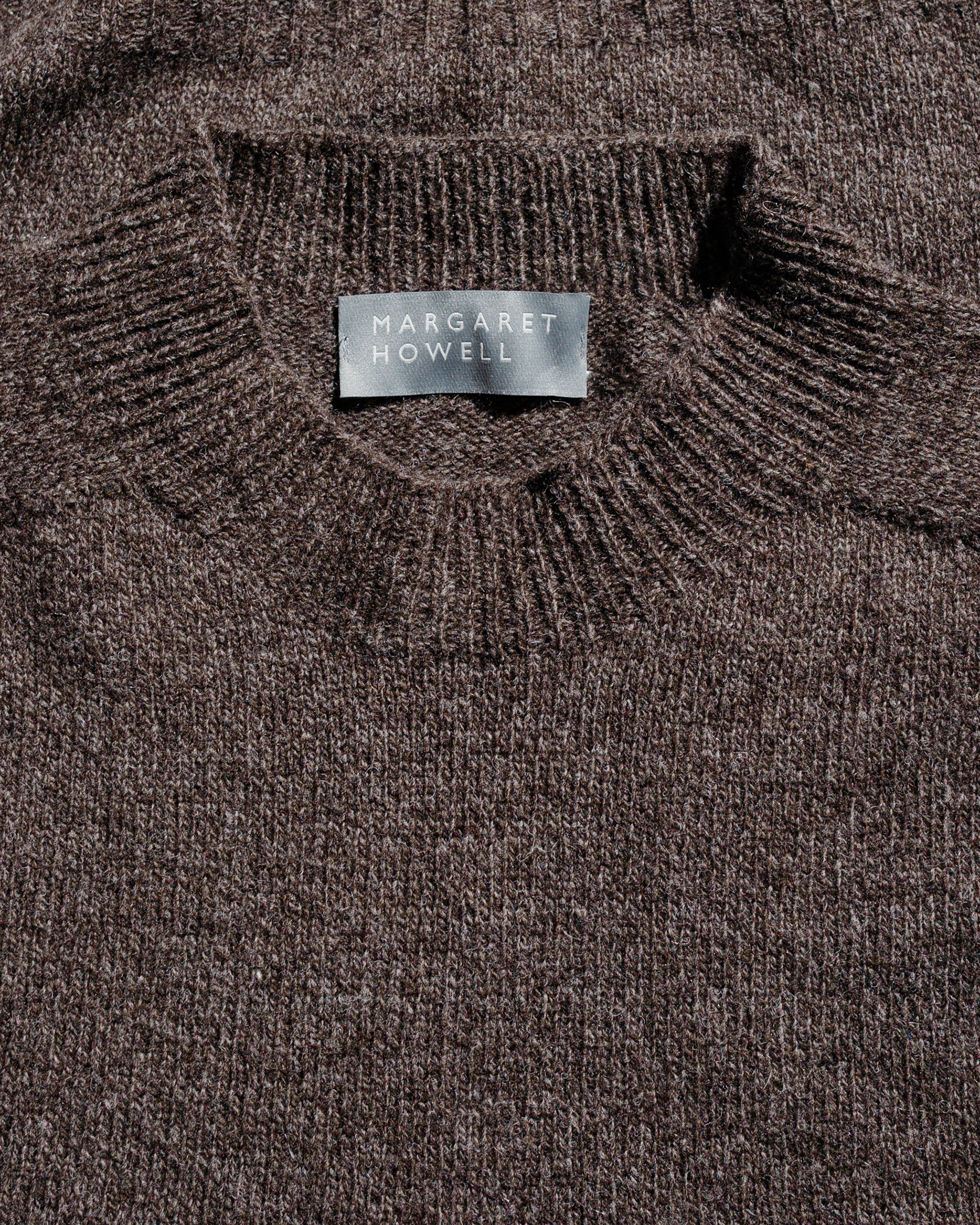 Seamless Crew Neck Yak Wool Cashmere Blend Coffee Twist - 4