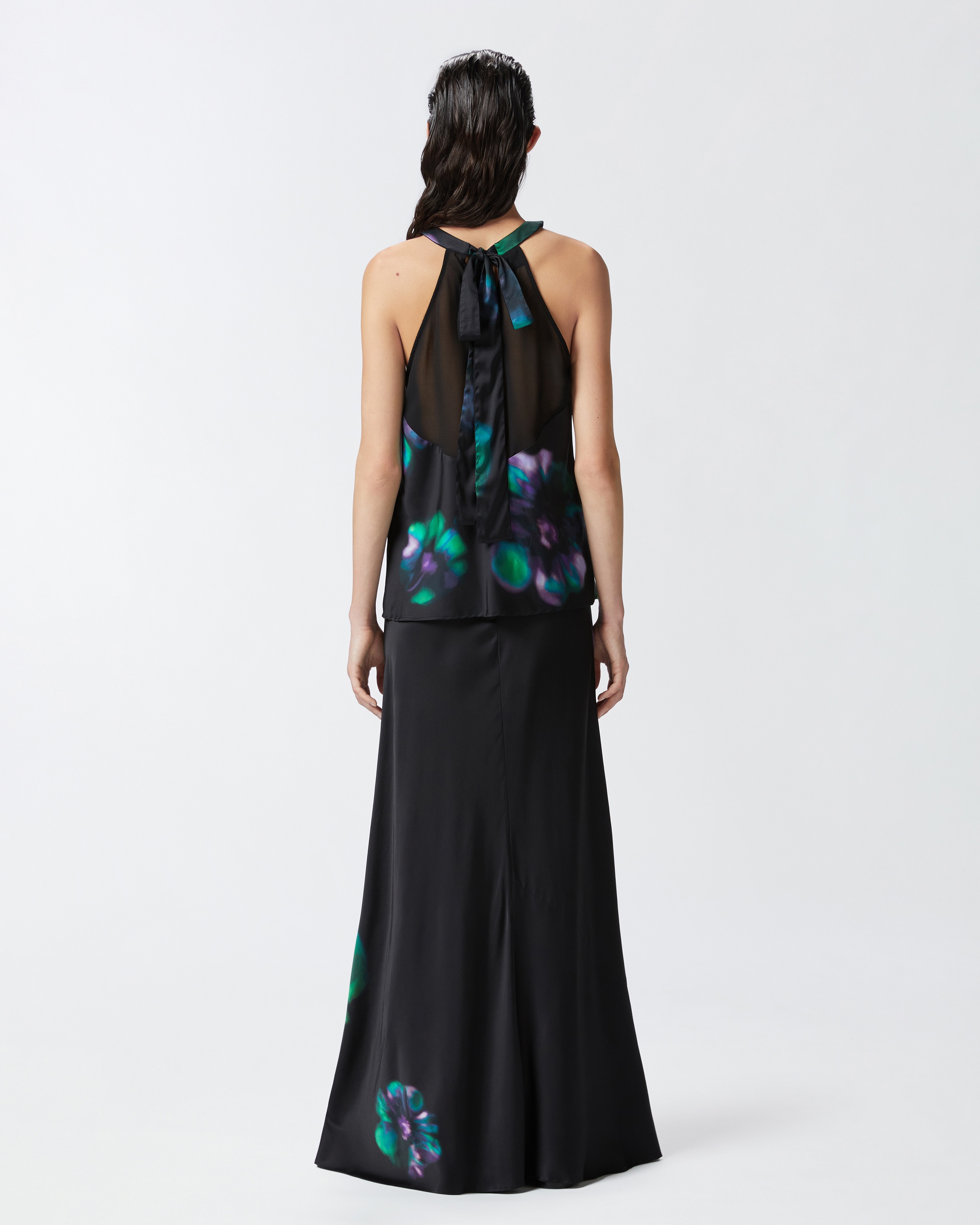 SLEEVELESS SATIN TOP WITH FLORAL PRINT - 4