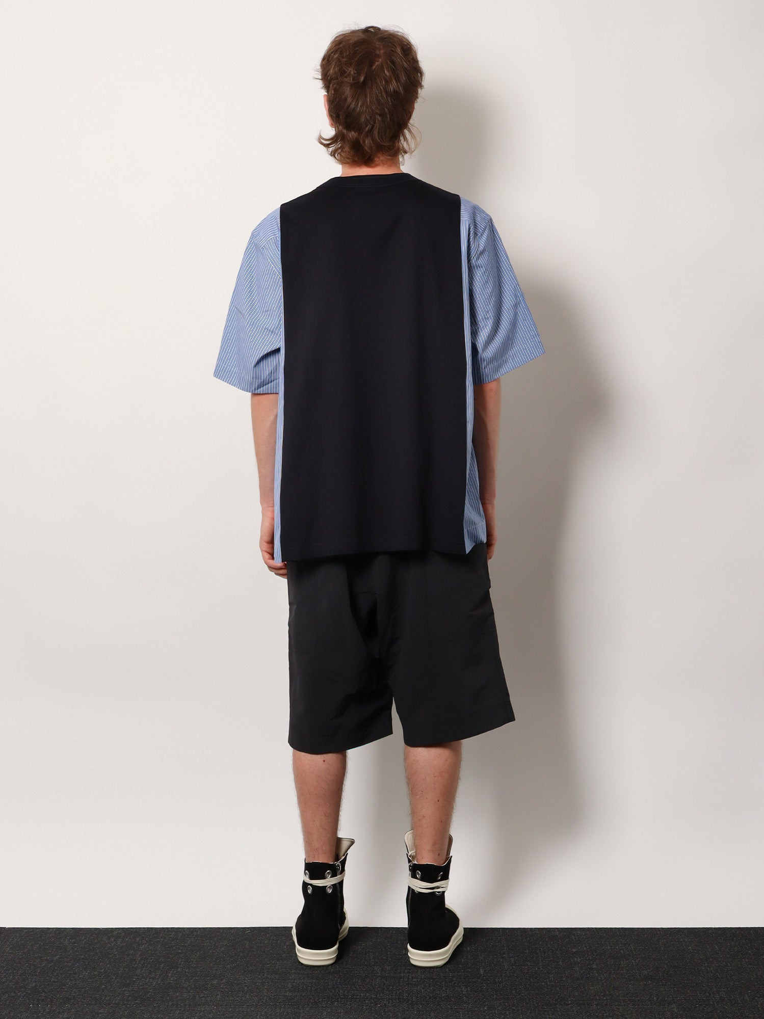 Sacai Men Cotton Jersey T-Shirt With Popeline Inserts - 3