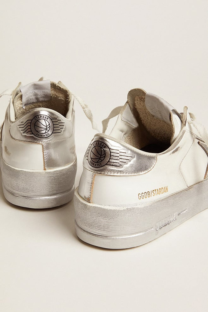 Golden Goose Stardan sneakers with silver metallic leather star and heel tab outlook