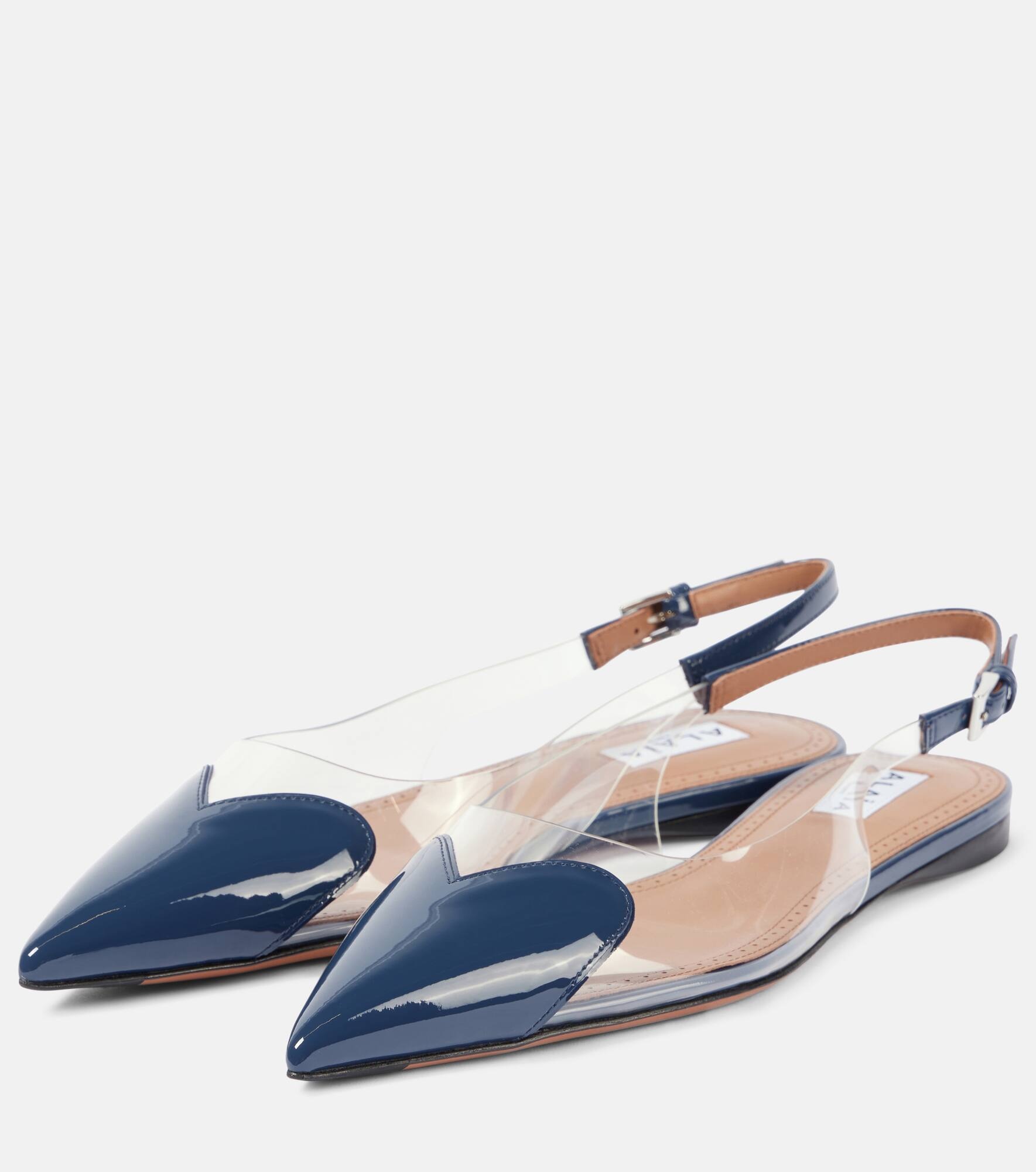 Le Cœur patent leather and PU slingback flats - 4