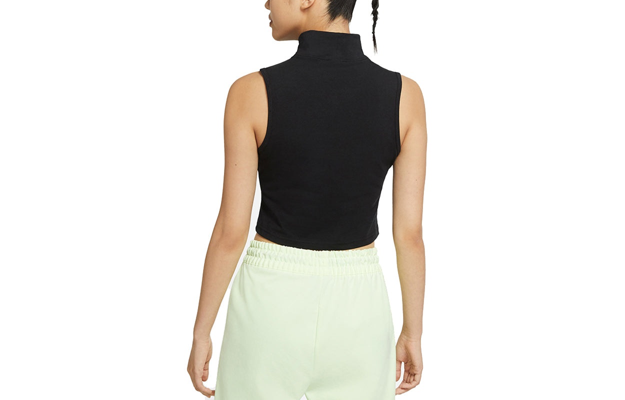(WMNS) Nike Sportswear Collection Essentials Embroidery Logo Knitting Waistcoat Black DD5881-010 - 2