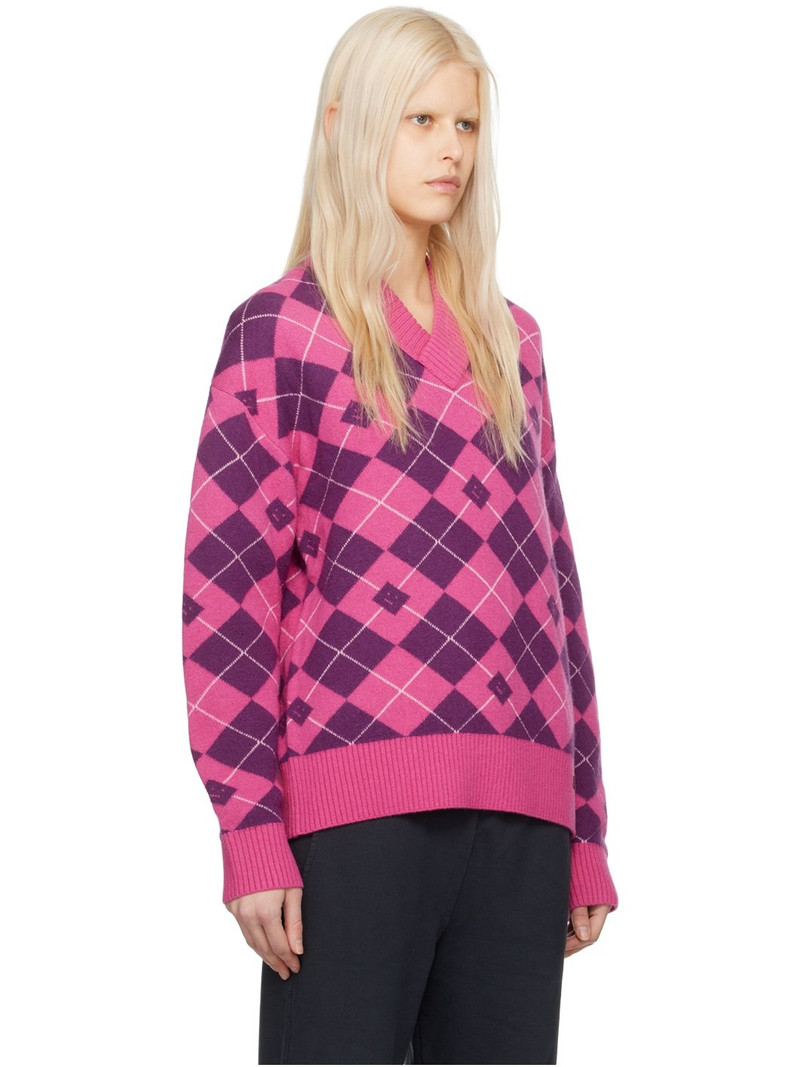 Acne Studios Pink & Purple Argyle Sweater outlook