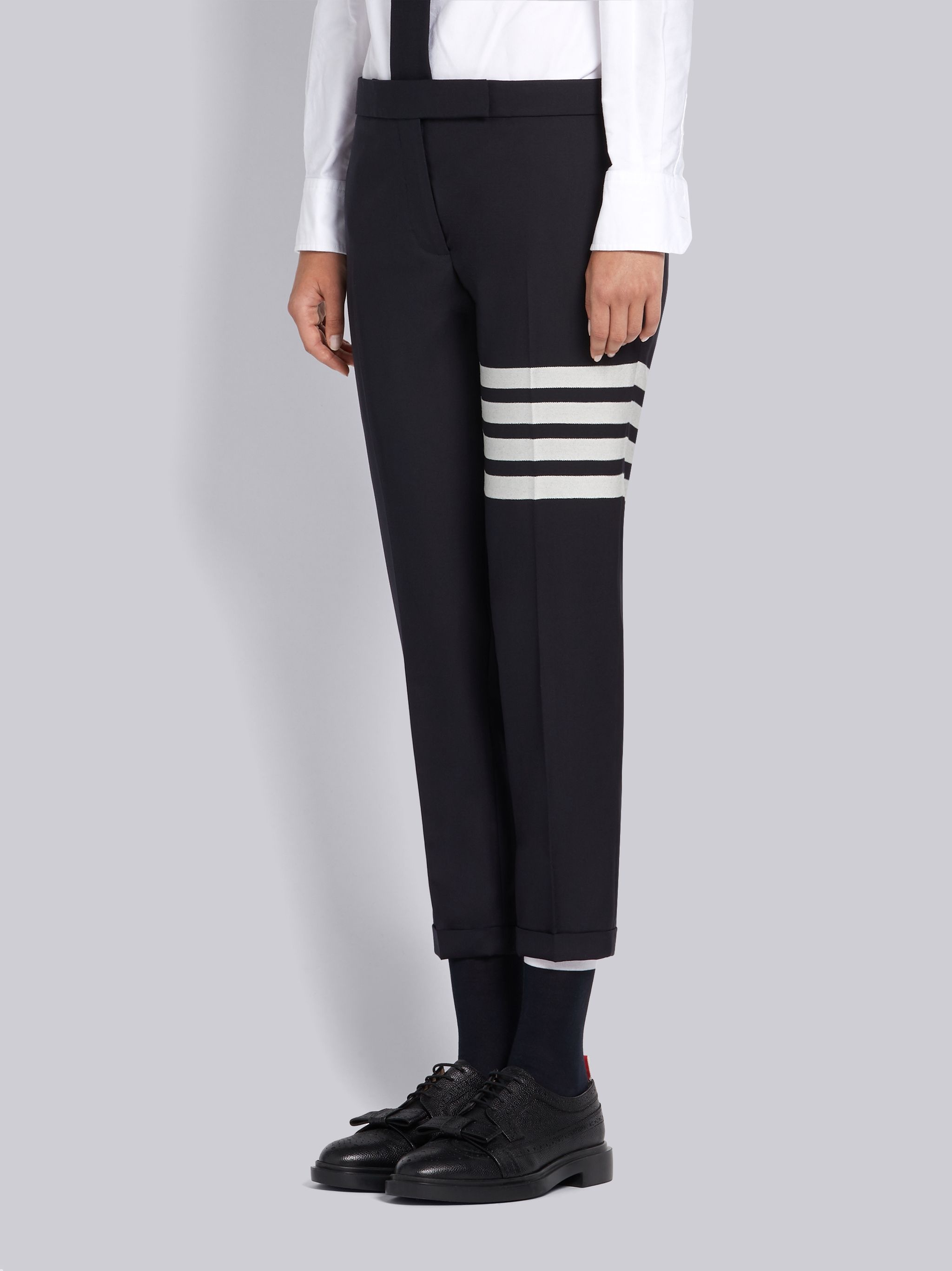 Navy Plain Weave Skinny 4-Bar Trouser - 2