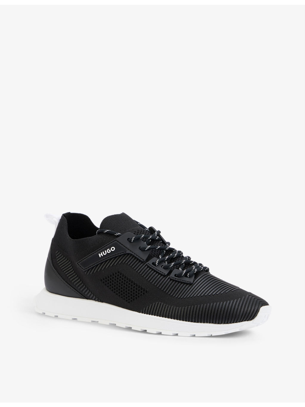 Panelled embossed-branding faux-leather running trainers - 3