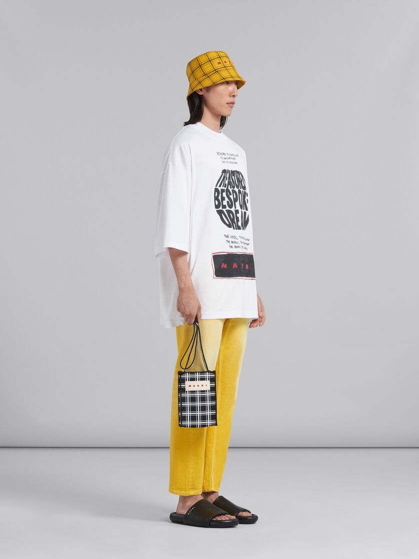 WHITE BIO COTTON T-SHIRT WITH MAXI SLOGAN PRINT - 5