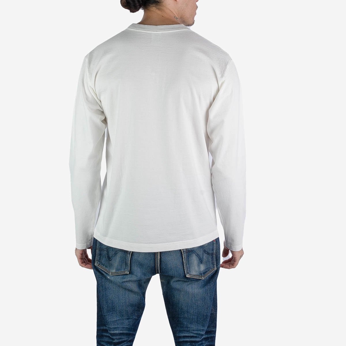 IHTL-2301-WHT 7.5oz Printed Loopwheel Crew Neck Long Sleeved T-Shirt - White - 4