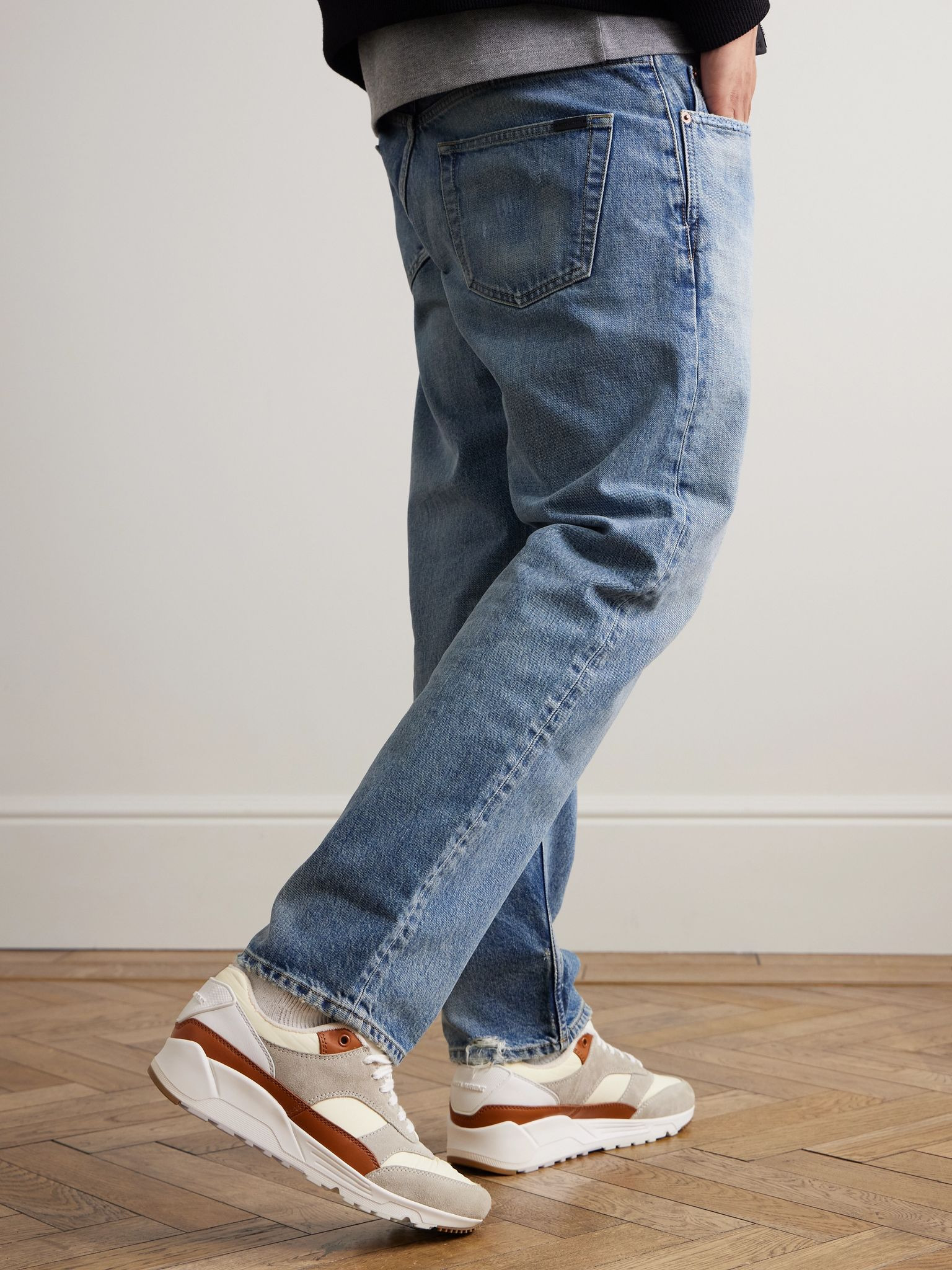 Bump Colour-Block Suede, Shell and Leather Low-Top Sneakers Gray - 2