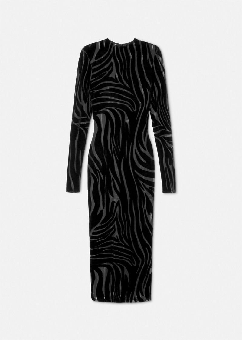 Zebra Velvet Midi Dress 1