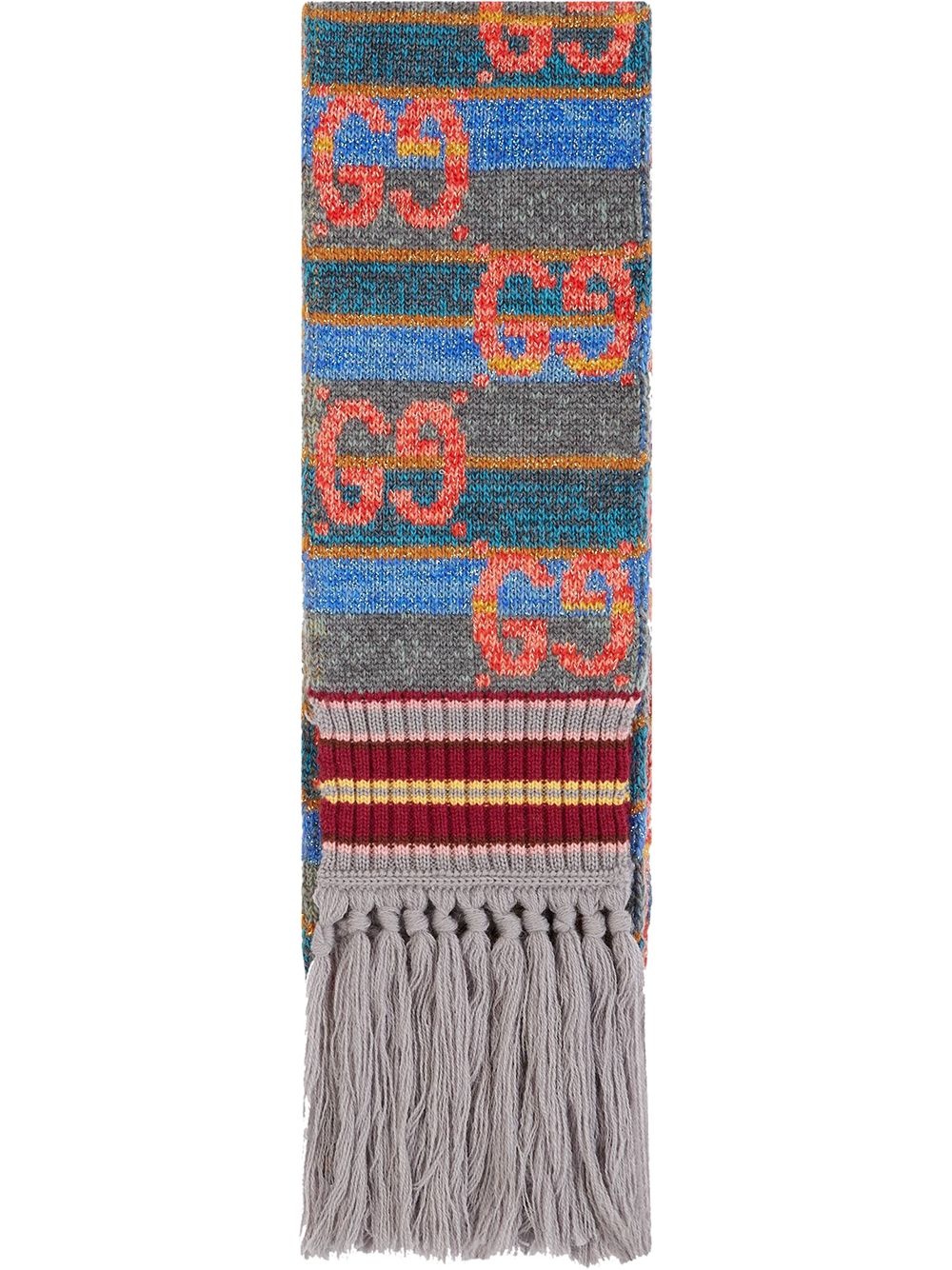 striped wool lamé scarf - 1