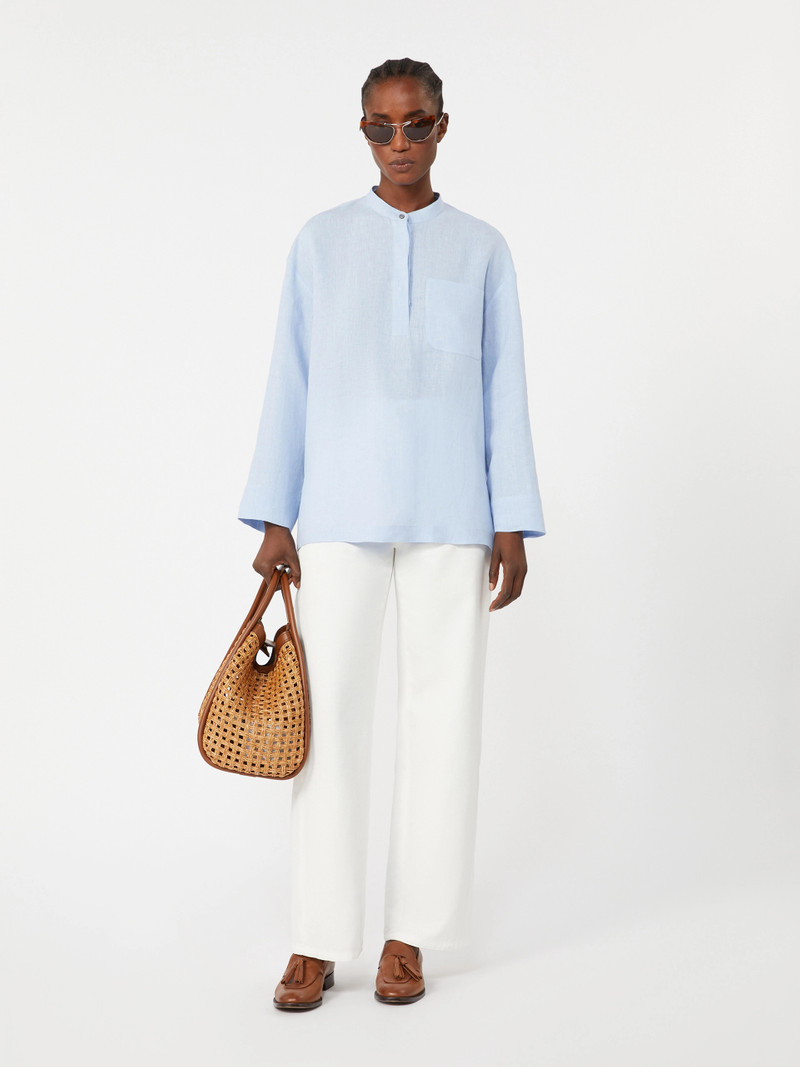 'S Max Mara ONORATA Cotton and linen 5-pocket trousers - WHITE outlook