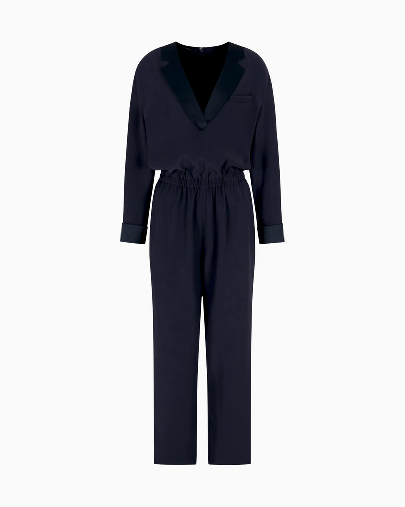 TECHNICAL CADY JUMPSUIT WITH SATIN LAPELS 1