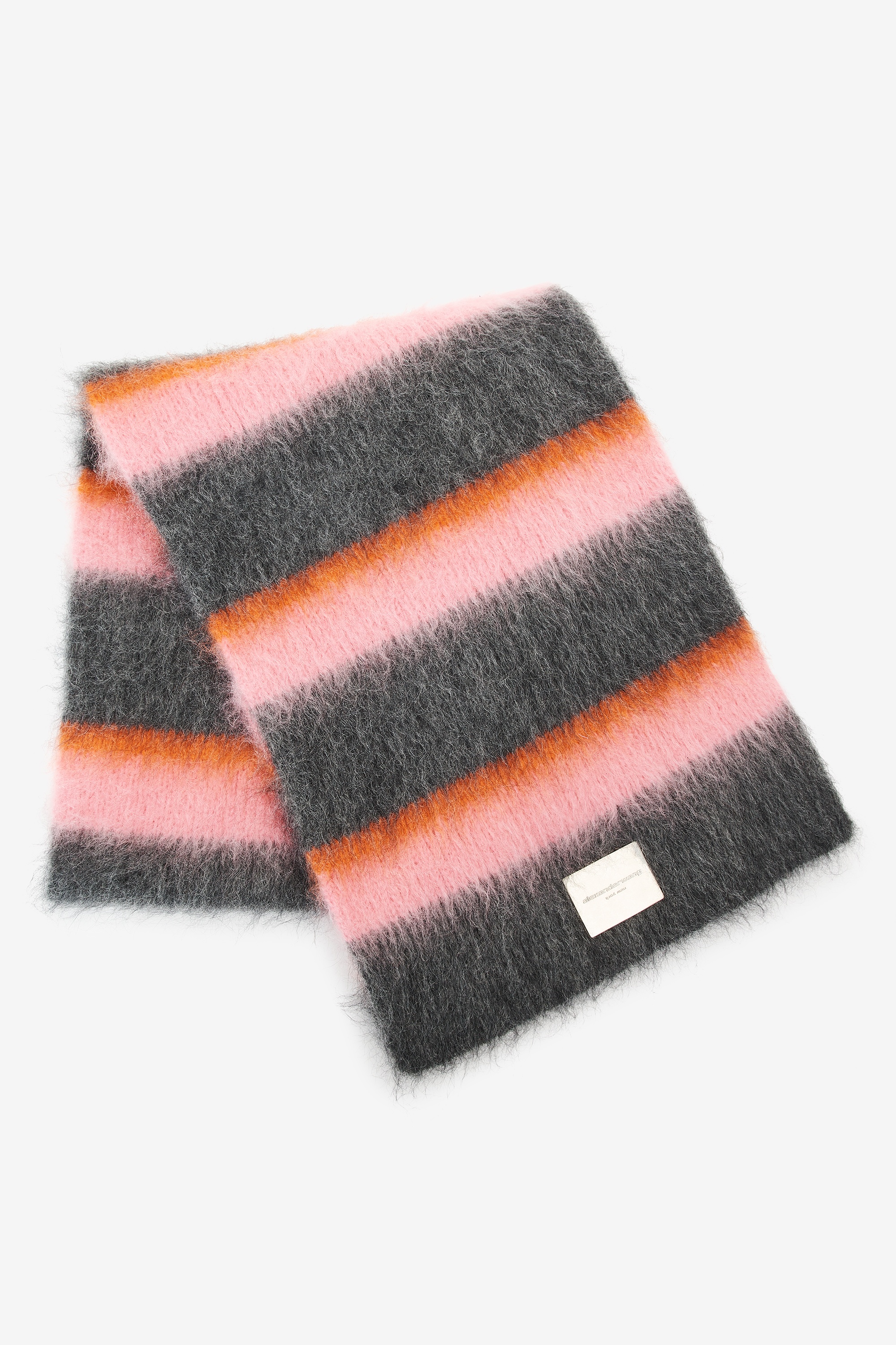 logo scarf in brushed stripe mohair - 2